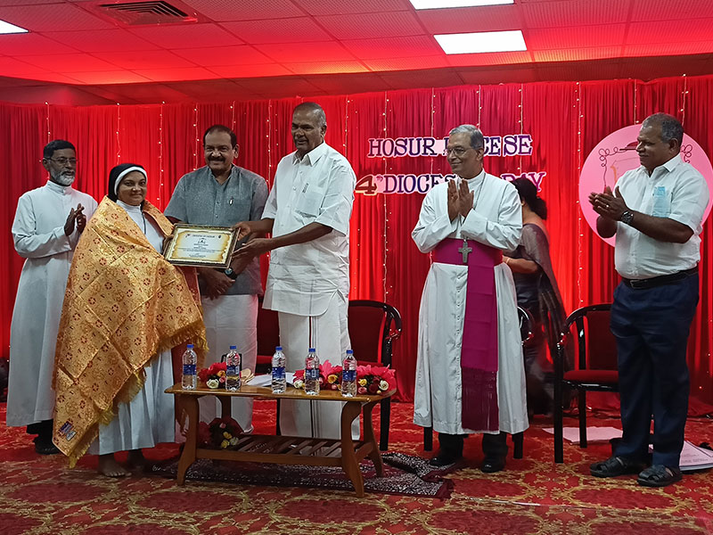 Award for Meritorious service to the society in general and to cancer patients in particular - Diocese of Hosur